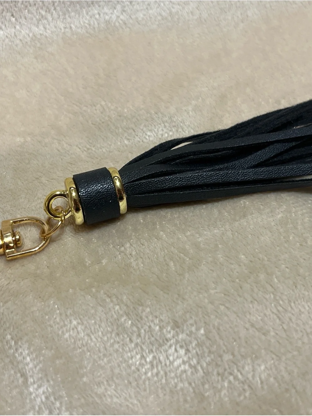 Black Leather Tassel Keychain w/ Lobster Clasp 6
